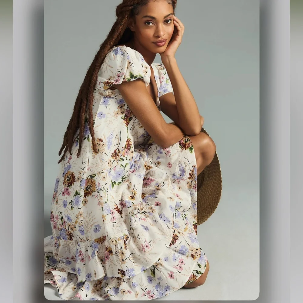 🌸BEAUTIFUL FLORAL CAP SLEEVE DRESS - Picture 3 of 11